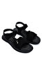 Women's Genuine Leather Black Suede Flat Sandals - 2
