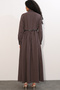 Women's Belted Polka Dot Hijab Dress 2613 - Brown - 6