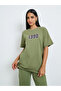Green Printed Longline T-Shirt and Cuffed Joggers Co-Ords - 3