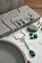Silver Metal Crystal Drop Stone Necklace Earring Set - 2
