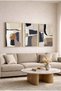 Bauhaus Spirit Earth Tones and Modern 3-Piece Glass Painting Set - Gold Metal Framed Home and Office Painting - 3