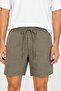 Men's Alex 100% Linen Shorts with Elastic Waist - Khaki - 4