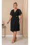 Women's Plus Size Double Breasted Collar Short Sleeve Waist Brooched Skirt Chiffon Pleated Detailed Midi Evening Dress 27001 - 6