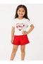 Girl's Top and Bottom Set with Heart Embroidery Detail and Shorts - 4