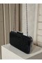 Black Mirrored Stone Women's Evening Dress Bag Black Metal and Chain Wedding Engagement Graduation - 4