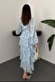 Women's Embroidered Jacquard Fabric Layered Flounce Belted Midi Dress - 4