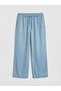 Beige Wideleg Women's Jean Trousers with Elastic Waist - 3