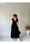 Women's Slit Crew Neck Long Summer Viscose Dress - 5