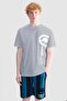 Mason Loose Fit Crew Neck Printed 100% Cotton Men's Gray T-Shirt