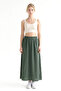 Women's Elastic Waist Midi Skirt with Pocket Detail - 2
