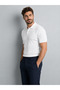 Men's Slim Fit Buttoned White Polo Collar T-Shirt - 2