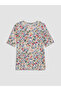 Original Oval Collar Patterned Women's T-Shirt - 5