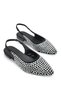 Black Suede White Stone Women's Ballerinas Pointed Toe Open Back Shoes Stylish Sandals