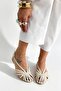 Rosamar Beige Leather Band Detail Flat Sole Women's Sandals - 3