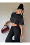 Women's Polka Dot Patterned Crop T-Shirt Basic Oversize Summer Blouse - 3