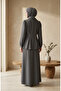 Linen Buttoned Tunic Skirt Double Set 0277-06 Anthracite - 5