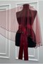 Burgundy Bridal Veil Set, Sparkling Crystal Stone Decorated, Henna Night Veil Coverlet 6 Pieces - 4