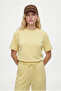 Women's Elix Modal Touch Crew Neck Elastic Waist Pocketed Yellow Top and Bottom Set - 2