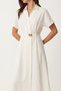 Summer Linen Kimono Dress with Gold Accessories Lgx0010 Ecru - 6
