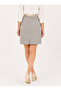 High Waist Gray Patterned Linen Woven Above Knee Bell Skirt - 3