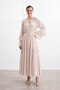 Batwing Sleeve Ruffle Detail Dress - Beige Beige