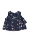 Organic Floral Flounced Navy Blue Summer Little Girl's Blouse - 4