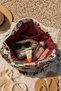Ethnic Figure Patterned Beach Bag with Front Pocket - Duck Fabric - 4