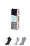 Glb-Stl41414 Black Gray and White Women's Ankle Socks 9 Pairs