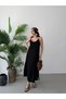 Black Adjustable Strap Lined Muslin Dress - 2