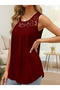 Women's Crew Neck Lace Detailed Viscose Blouse - 2