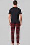Egyptian Men's Cotton Plaid Bottom Pajamas Red - 2