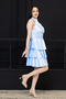 Satin Floor Length Mini Dress - Baby Blue - 6