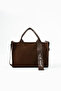 Women's Brown Canvas Crossbody Bag with Handle Detail - 3