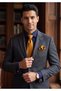 Navy Blue Double Cuff Slim Fit Tie, Cufflinks and Handkerchief Set in a 4-Piece Gift Box