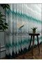 Harmony Zigzag Pattern Turquoise Light Dark Green Petro Colored Design 3 Layers Pleated Tulle Curtain - 2