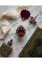 Bronze Vintage Women's Ring Authentic Copper Jewelry Red Crystal Stone Oval Sultans Adjustable - 6