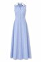Blue Shirt Collar Midi Dress 00814
