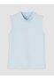 Alita City Farkıyla Lcw Limitless Blue Diver Fabric Straight Stand Collar Sleeveless Women's Blouse - 4