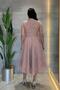Lace Sequin Fabric Midi Dress - Powder - 4
