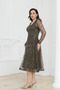 Square Neck Beaded Midi Dress - Khaki Green - 5