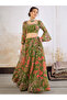 Green Tie and Dye Crop Top and Anarkali Skirt Co-Ords