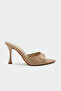 Sonic Pointed Toe Women's Nude Heeled Slippers - 2