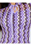 Purple Chevron Knit Midi Dress with 3/4 Sleeves - 4