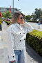 White Small Polka Dot Belted Short Trench Coat - 2