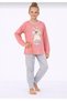 Girl's Printed Long Sleeve Pajama Set – Cute Home Wear-8408- - 2