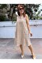 Kolberli Lined Brode Short Dress Beige - 4