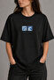 Ocean Club Embroidered Black Oversize Unisex T-Shirt 30/1 Regular Fabric - 5