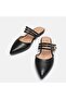 Large size women's slippers 41-42-43-44-black leather - 5
