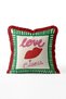 Fringed Throw Pillow Cover with Love Lettering and Lip Pattern - Red Tassel Pop Art Pillowcase