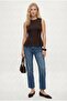 Women's Rowe 100% Cotton Peplum Zero Sleeve Brown Blouse - 4